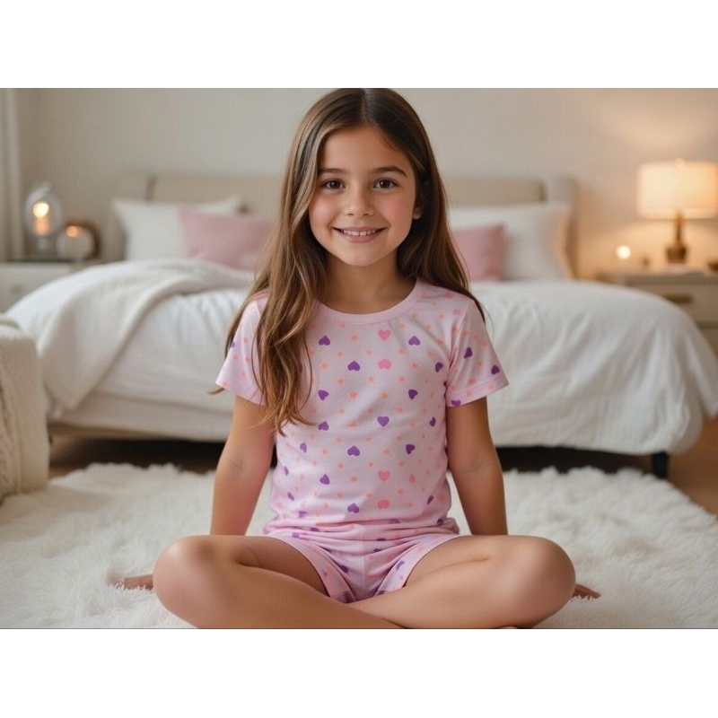 Pijama Infantil Juvenil Meninas Crianças roupas de dormir camiseta e bermuda