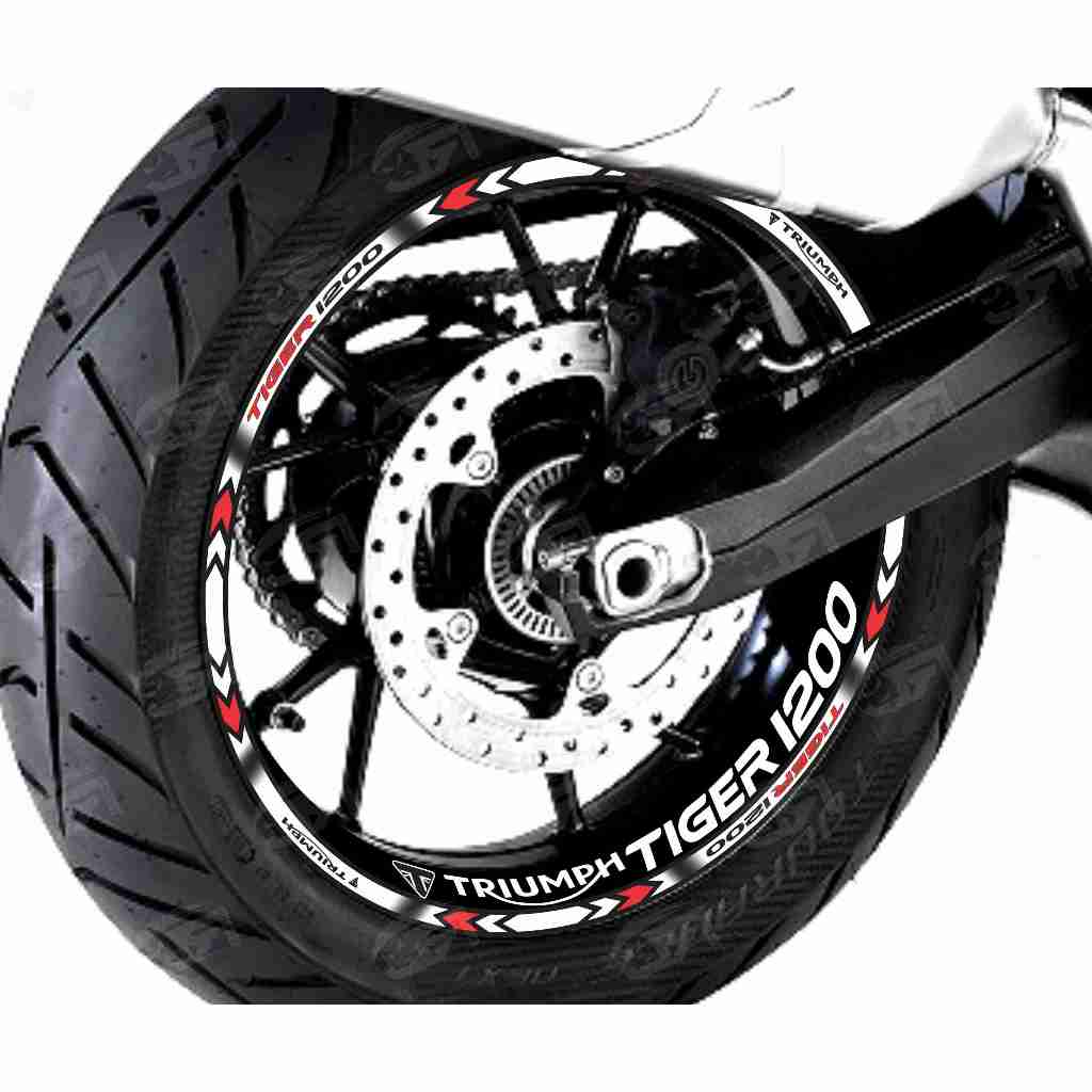 Adesivo Friso Refletivo Roda Moto Triumph Tiger 1200 GT PRO + adesivos interno branco vermelho