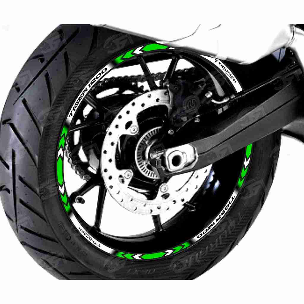 Adesivo Friso Refletivo Roda Moto Triumph Tiger 1200 GT PRO verde