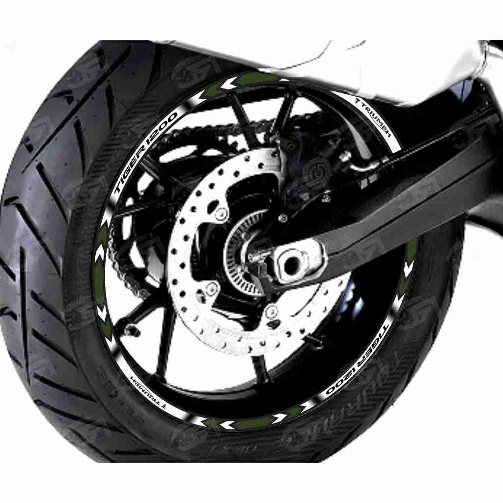 Adesivo Friso Refletivo Roda Moto Triumph Tiger 1200 GT PRO verde escuro