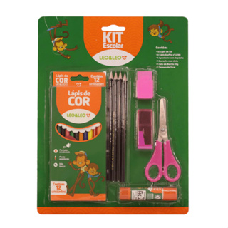 Kit Material Escolar Infantil Com 20 Itens leoleo em Oferta na Shopee