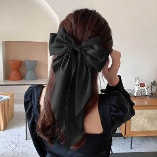 Laço de Cabelo Cetim Tecido Liso com Grampo para Cabelo Elegante Grande 2026