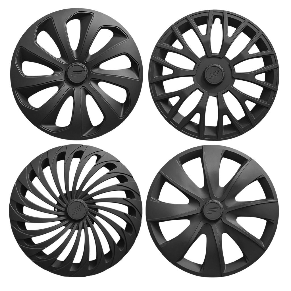 Jogo 4 Calotas PRETA FOSCO Aro 13/14 Fiat Chevrolet Volkswagen Ford Renault