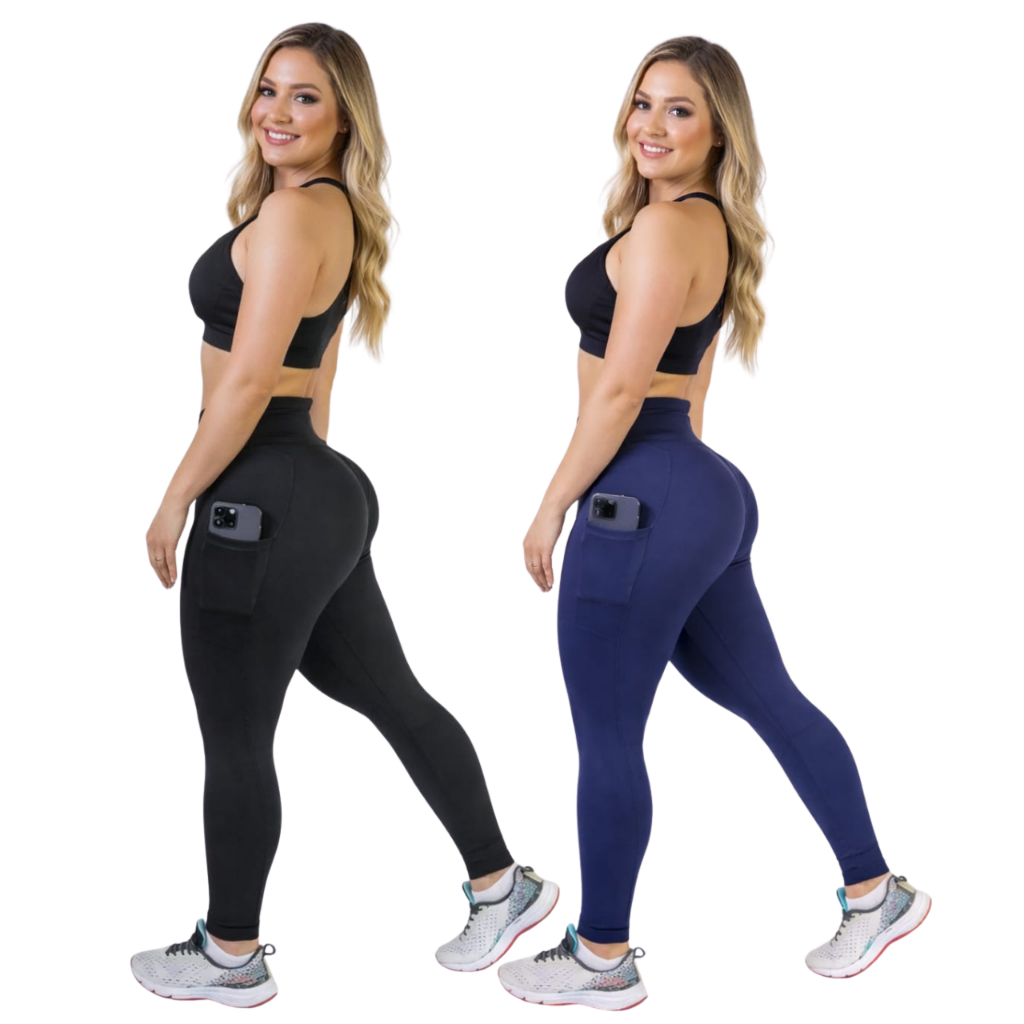 Imagem Kit 2 Calça Legging C/ Bolso Cintura Alta Feminina Academia Yoga Trabalho