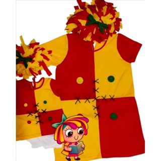 Fantasia Emília com peruca de tecido adulto e infantil.(Ler descrição) em Oferta na Shopee