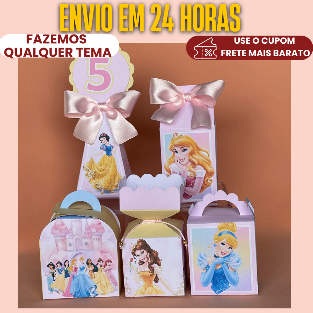 PEGUE E MONTE - Kit Festa Personalizado Princesas da Disney - Lembrancinhas para festa