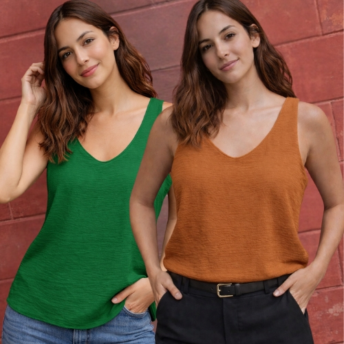 kit 2 Peças Blusa Regata Femenina Alça Grossa em Teçido Duna Forro duplo Elegante  tamanhos P M G GG em Oferta na Shopee