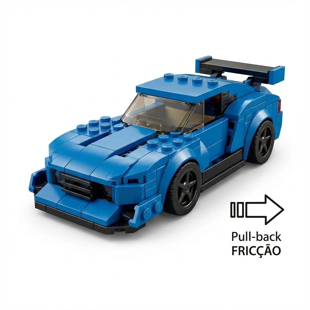 Mini Carro de Corrida Blocos de Montar Fricção Speed Racing Brinquedo Menino Presente - Com caixa - Envio do Brasil