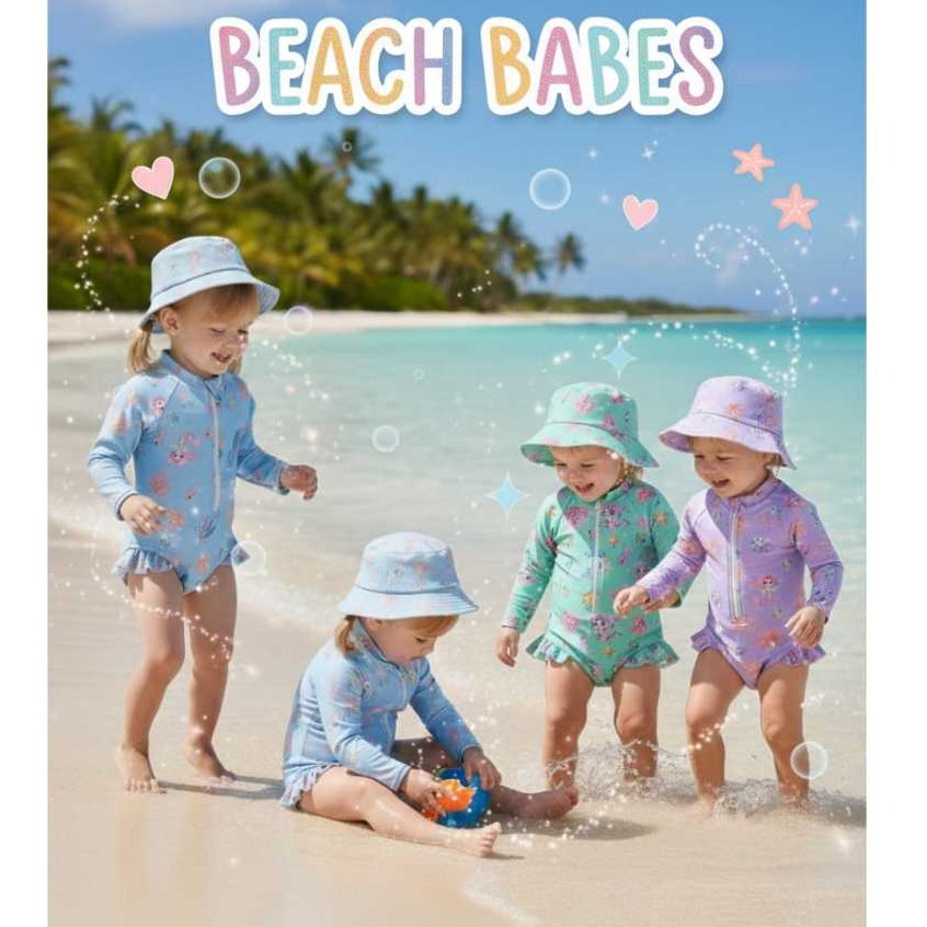 Maiô Bebê/ infantil. proteção UV. Manga Longa + Chapéu. estampas divertidas|  de 0 a 36 Meses | Zíper Frontal e Forrado