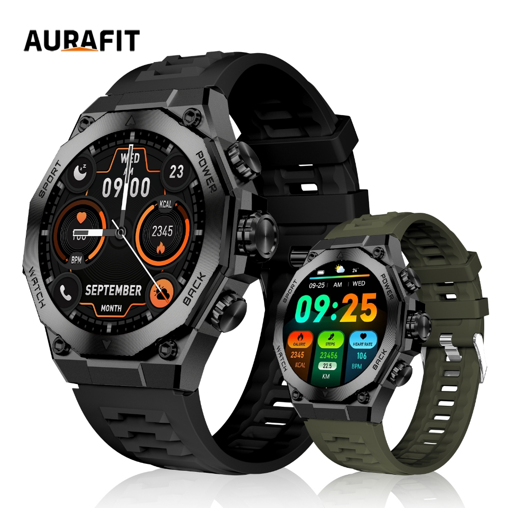 AURAFIT AM18 Smart Watch 1.43-inch HD Display Bluetooth Call Message Alert Sports Mode For Men