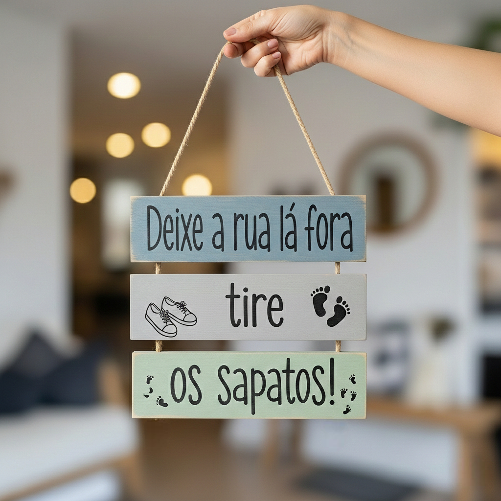 Plaquinha Decorativa Deixe A Rua Lá Fora, Tire Os Sapatos! Frase Placa Decoração Barata Para Casa