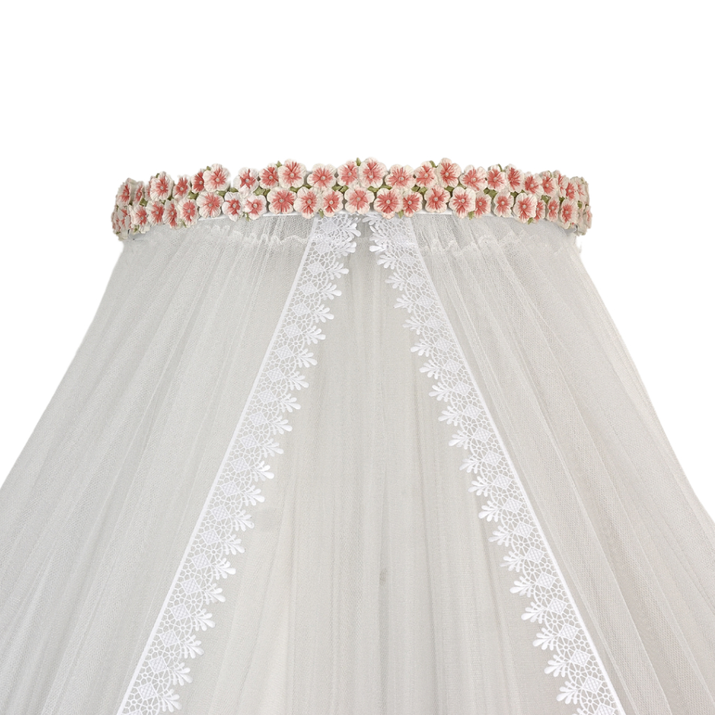 Dossel flores  com mosquiteiro tule para berço