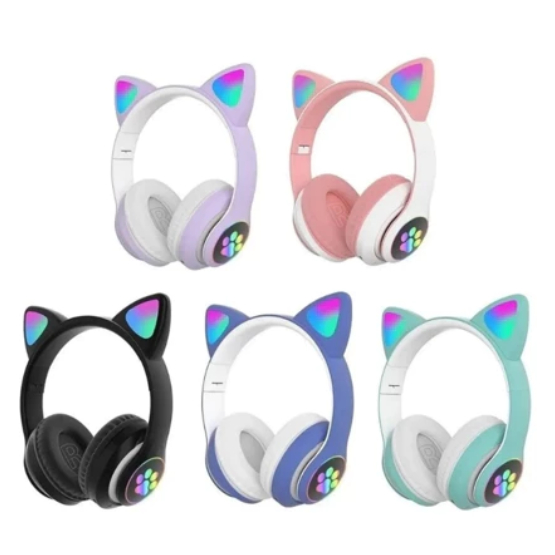 Fone De Ouvido Led Sem Fio Orelha de Gato Gatinho Cat Bluetooth Infantil Led Rgb Lançamento em Oferta na Shopee