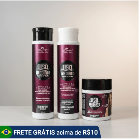 Kit Capilar Sahmpoo e Condicionador + Máscara de Cabelo LISO IMEDIATO 3 Itens Alinhamento BellCorpus