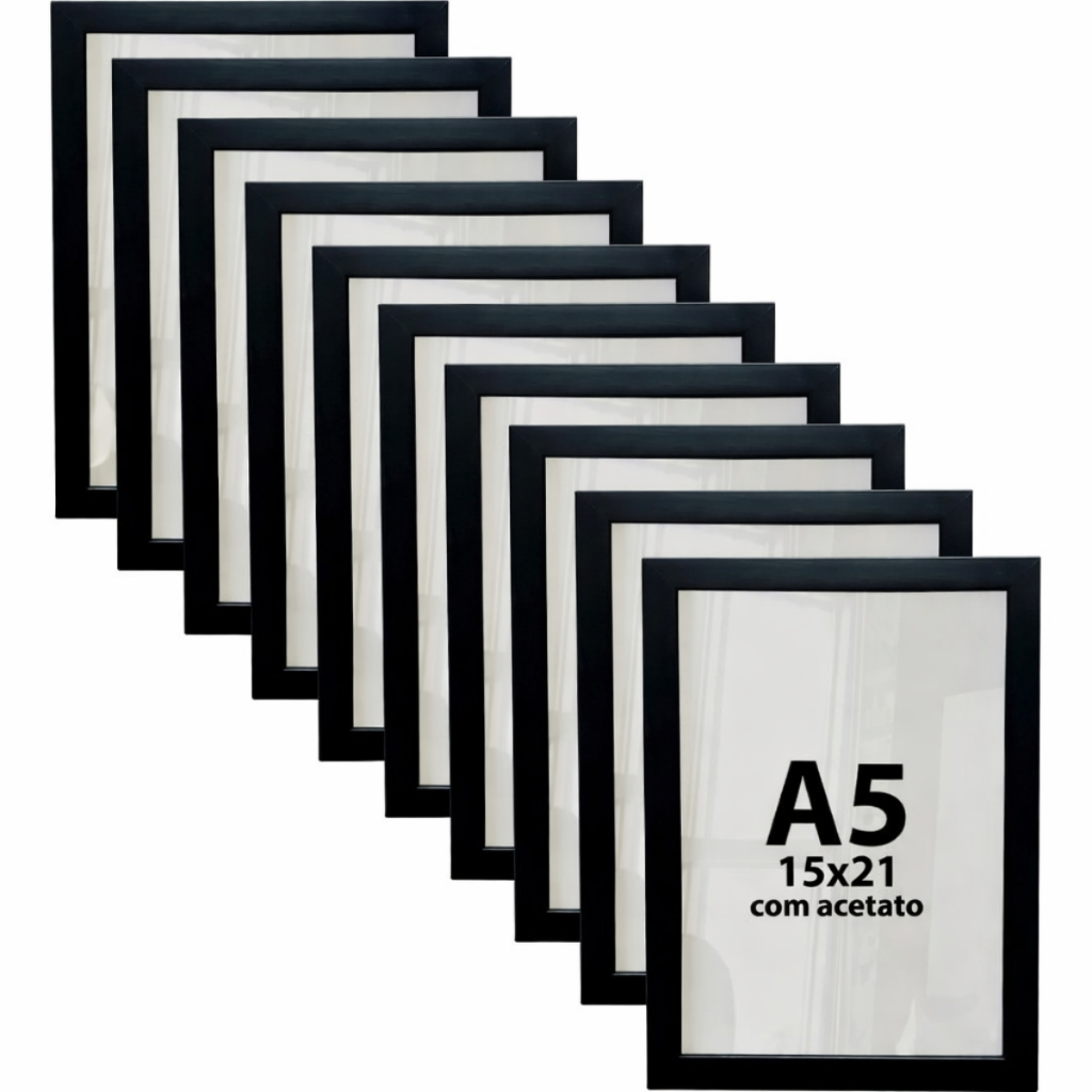 Kit com 10 Porta Retratos A5 15x21 cm com Acetato para Fotos e Certificados em Oferta na Shopee