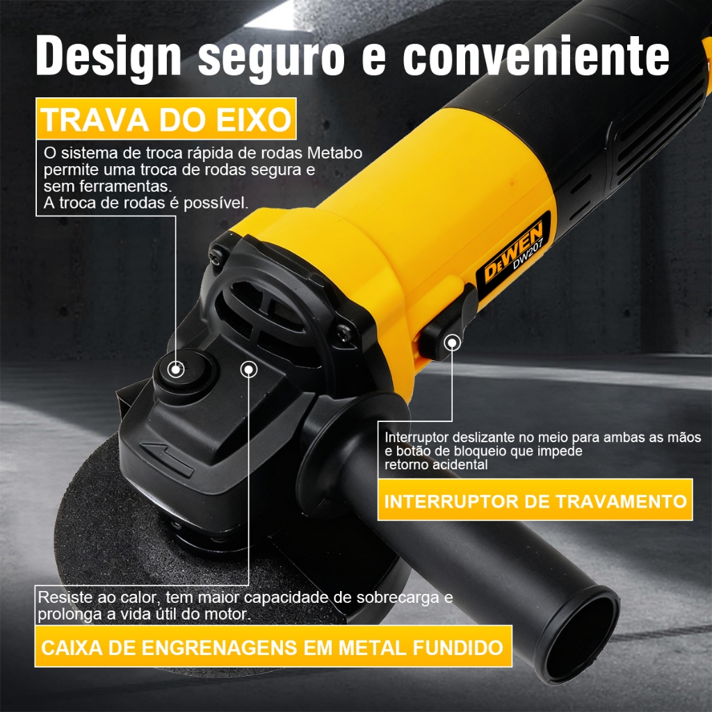 Esmerilhadeira Lixadeira Angular 860w 11000rpm 4.1/2 Profissional