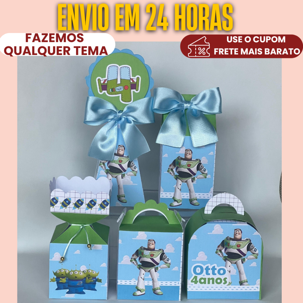 Lembrancinha Personalizada PEGUE E MONTE Buzz Toy Story - Kit festa aniversário mesversario, caixinha