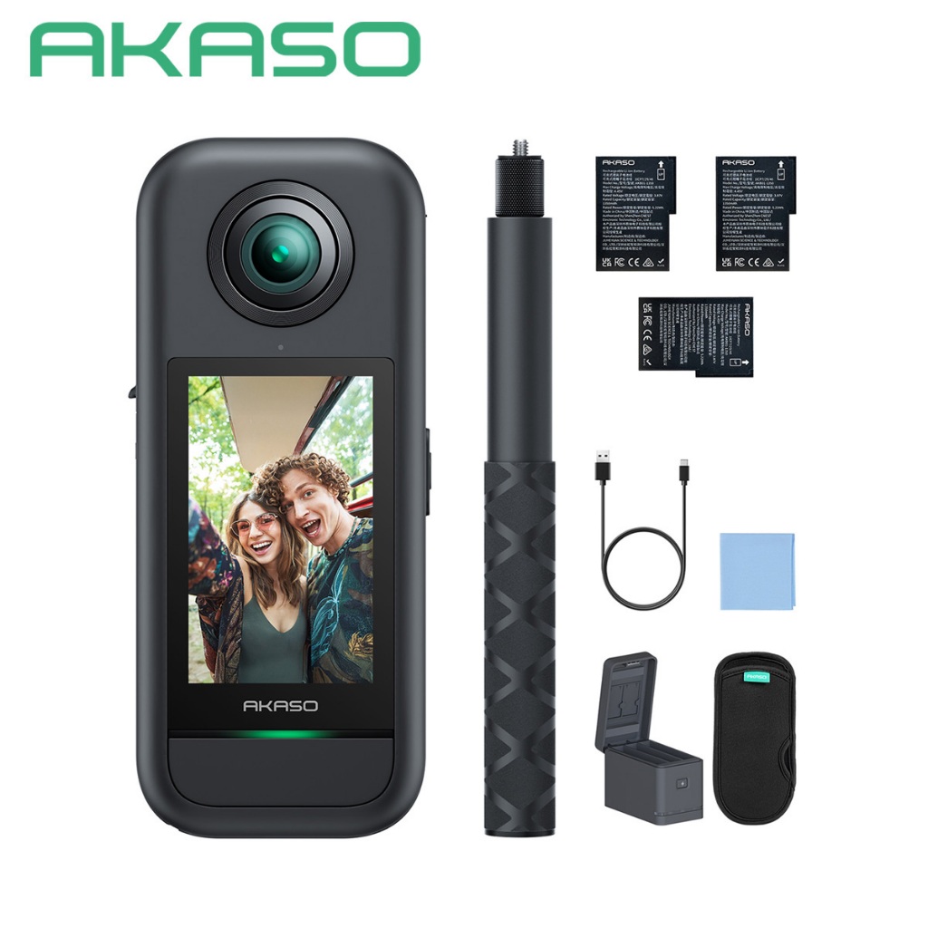 Câmera De Ação AKASO 360 Prova De Intempéries 5.7K 360° 72MP Com Cartão MicroSD Câmera De Ação AKASO 360 Prova De Intempéries 5.7K 360° 72MP Com Cartão MicroSD
