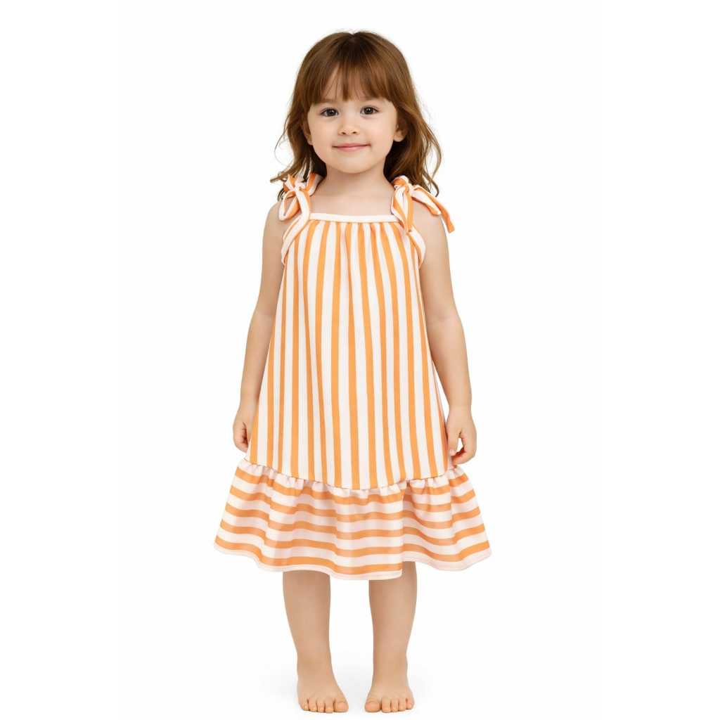 VESTIDO LISTRADO DOCE MENINA em Oferta na Shopee