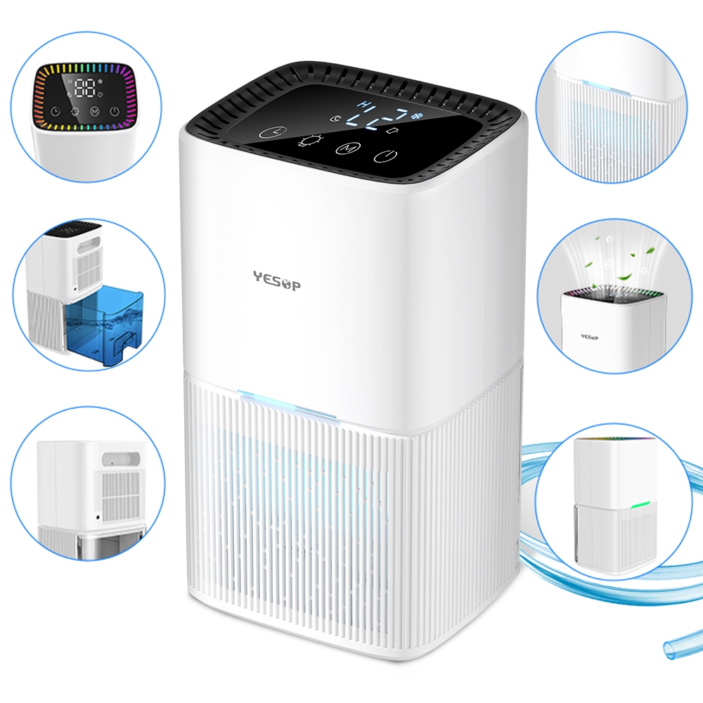 Desumidificador de Ar Eletrico 1.6L Yesop Tela LED Digital Touch Bivolt Silencioso Grande AntiMofo Portátil Casa Escrito em Oferta na Shopee