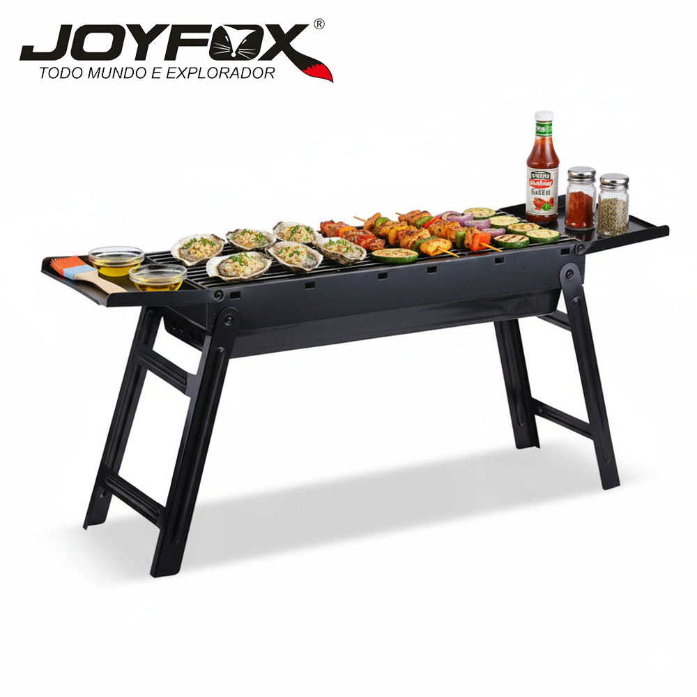 Grelha dobrável para acampamento ao ar livre grelha de aço inoxidável fogão a carvão portátil