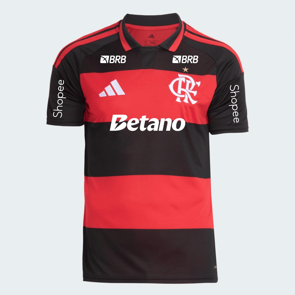Manto Flamengo Masculina Jogo 1 Adidas 2026 - C/ Kit Patrocínio em Oferta na Shopee