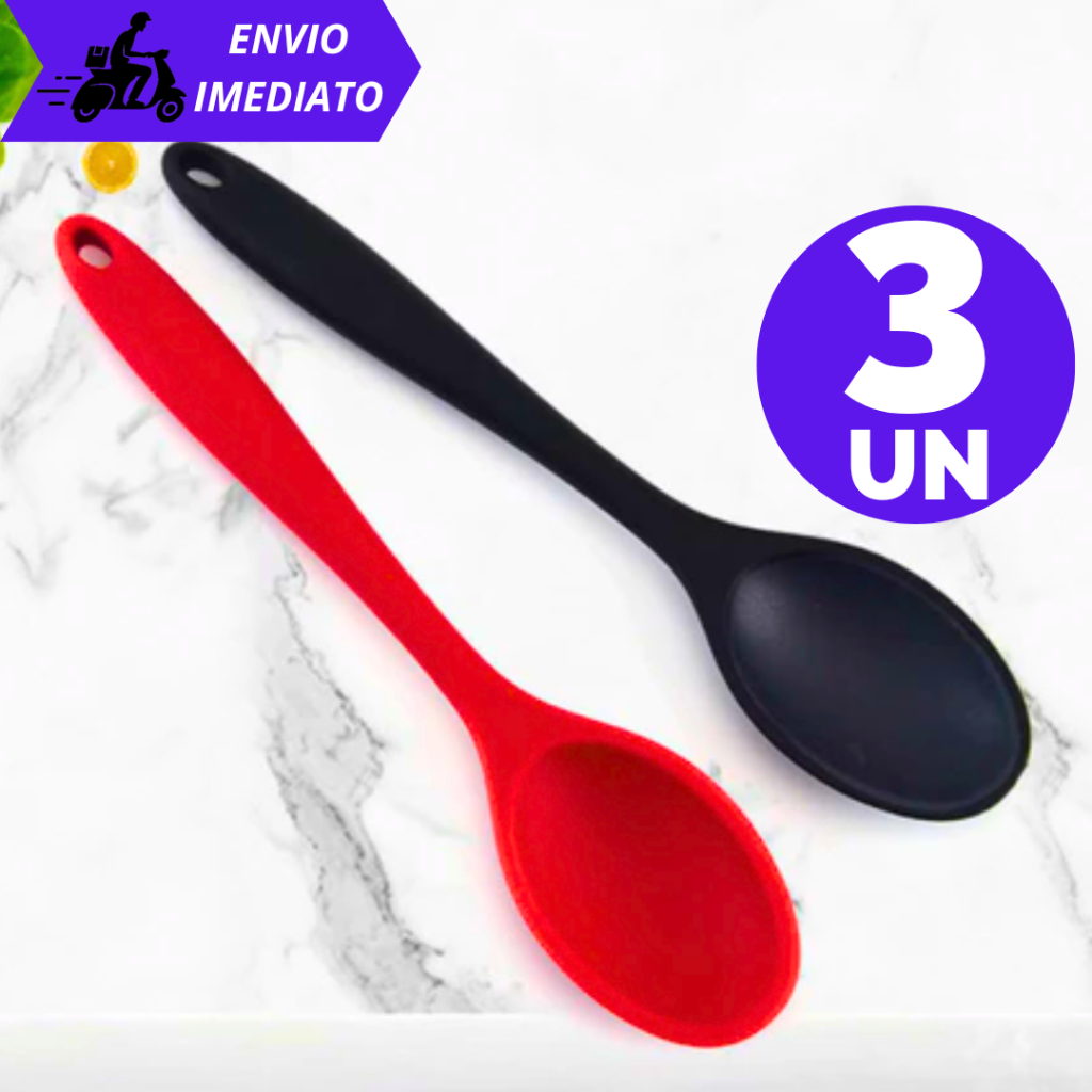 Kit Colher de Silicone Linha Utensílios de cozinha Macio e Resistente Variáveis Utilidade Domestica