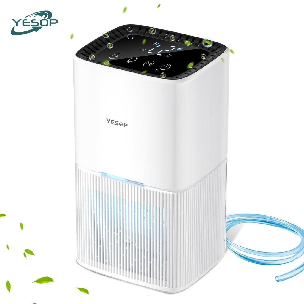 Desumidificador de Ar Eletrico 1.6L Yesop Tela LED Digital Touch Bivolt Silencioso Grande AntiMofo Portátil Casa Escrito