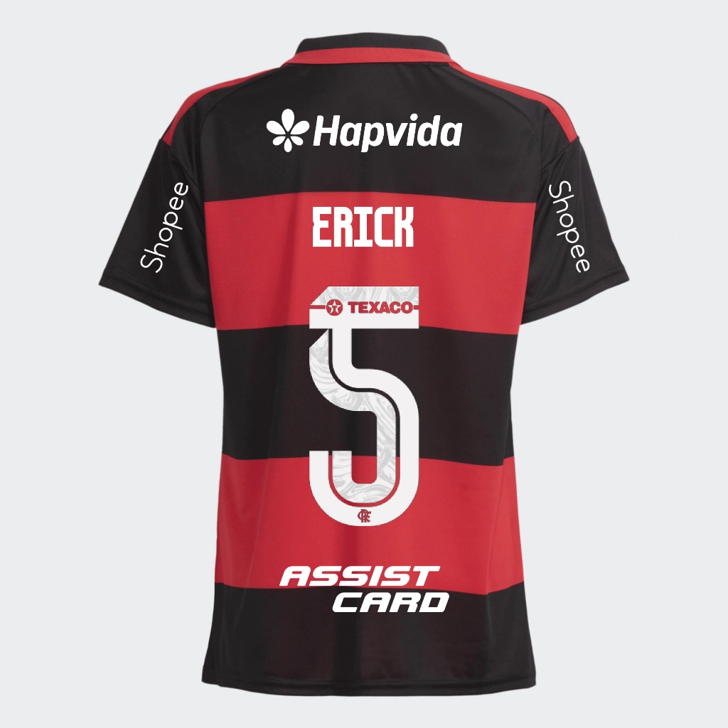 Manto Flamengo Masculina Jogo 1 Adidas 2026 – C/ Kit Patrocínio – Erick 5 em Oferta na Shopee