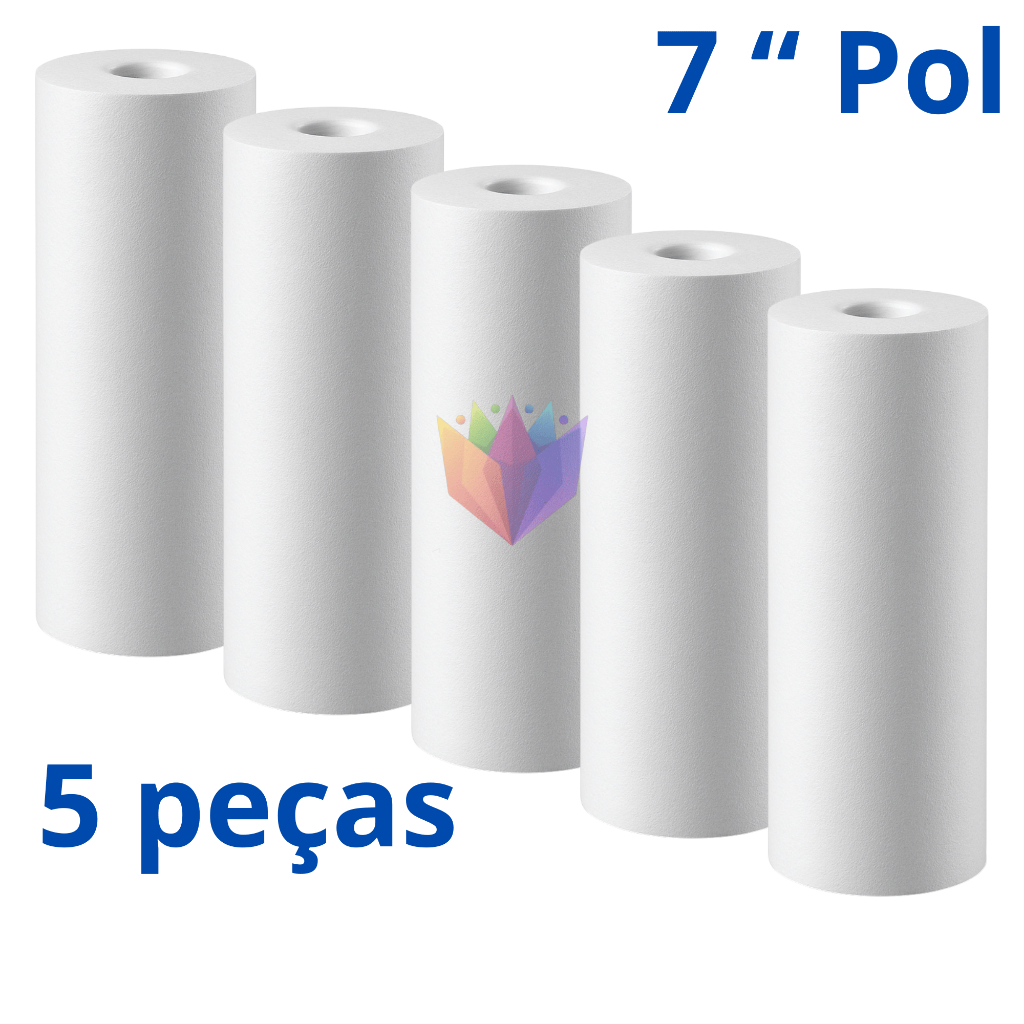 Kit Refil Polipropileno 7" Filtro Cavalete Liso Caixa d’Água Ponto de Uso Cartucho 0,5 á 50 Microns
