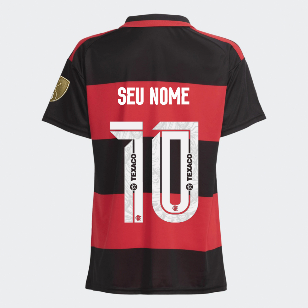 Manto Flamengo Masculina Jogo 1 Adidas 2026 – Personalize Seu Nome e Número + Kit Patchs CAMPÉON Libertadores 25 em Oferta na Shopee