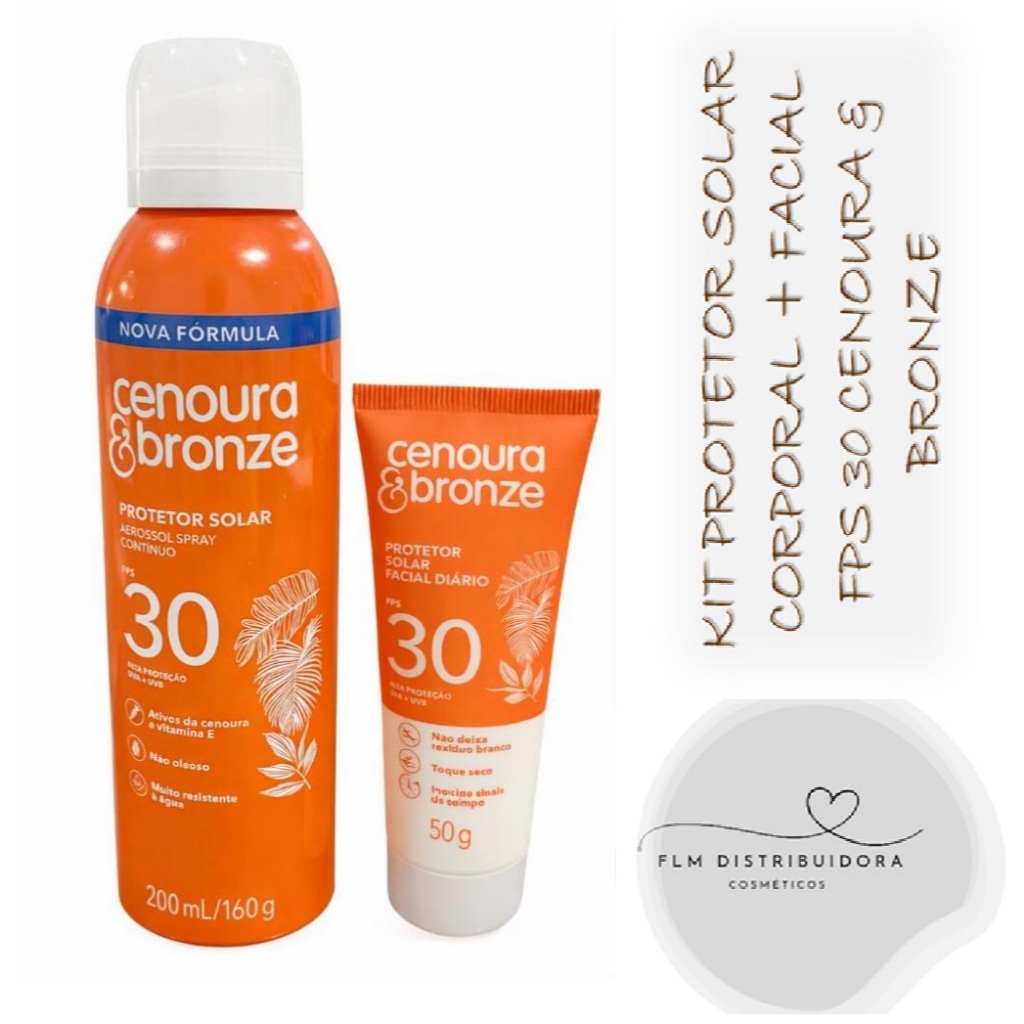 Kit Protetor Solar Cenoura & Bronze Fps 30 (Corporal Spray 200ml + Facial 50g)