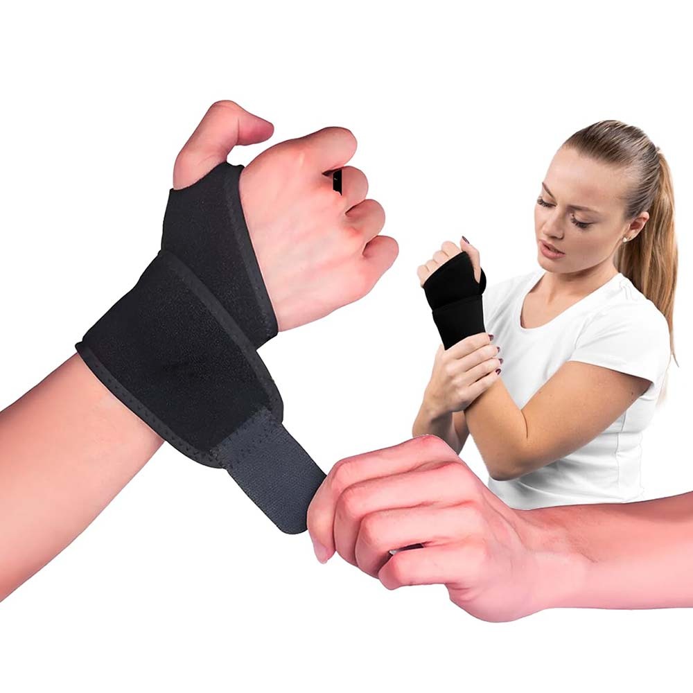 Munhequeira Tensor de Pulso Tendinite Anatômica Ajustável Preta