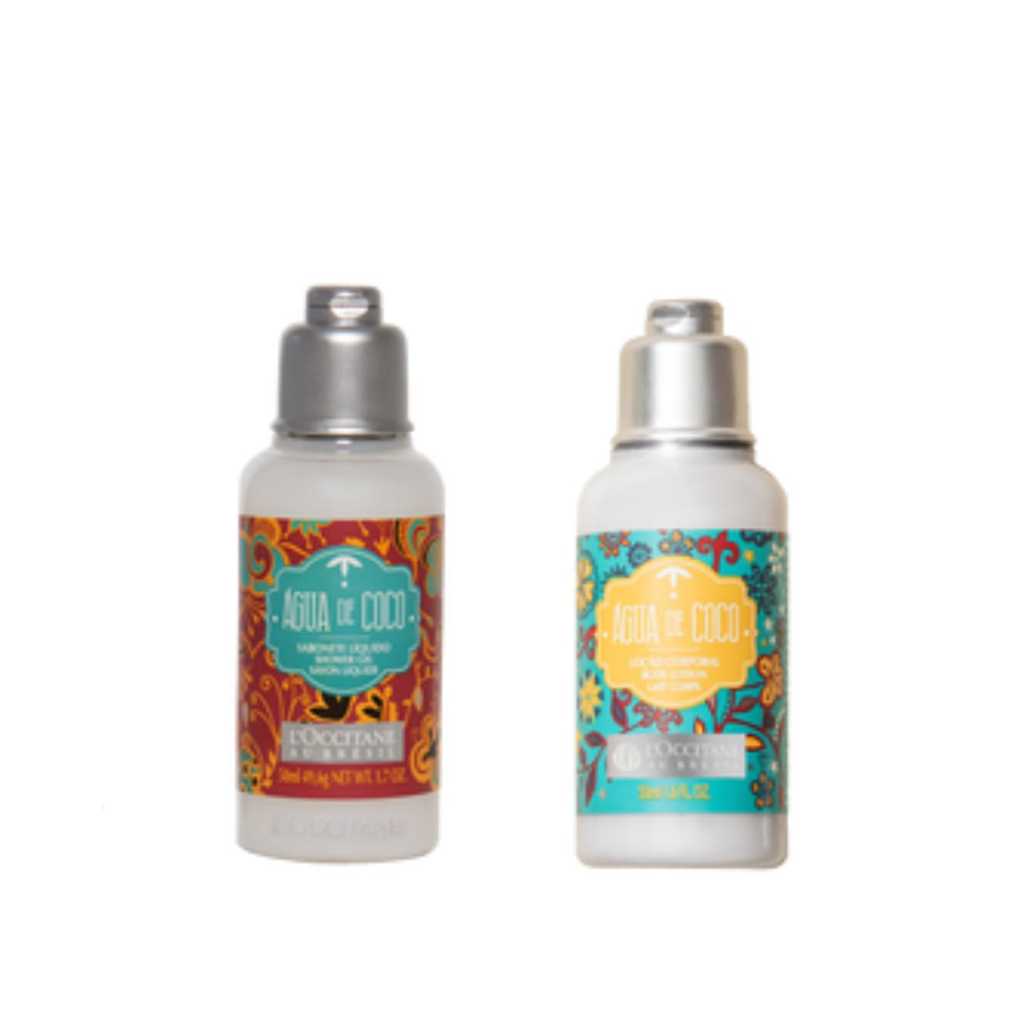 Kit Miniatura Agua de Coco: 1 Loção Hidratante 50ml+ 1 Sabonete Liquido 50ml [2 itens]
