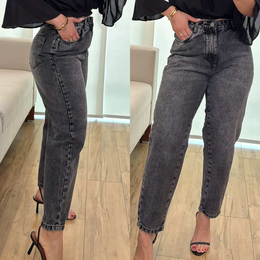 Calça MOM Jeans Feminina Cintura Alta 100% Algodão Premium em Oferta na Shopee
