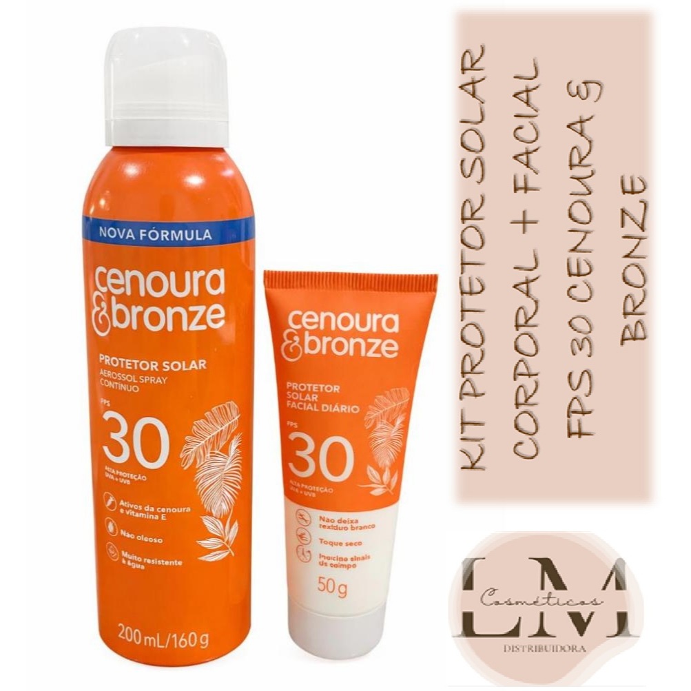 Kit Protetor Solar Cenoura & Bronze Fps 30 (Corporal Spray 200ml + Facial 50g)