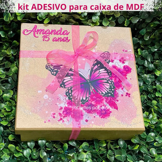 kit 10 ADESIVOS para PERSONALIZAR caixa de MDF convite de 15 anos