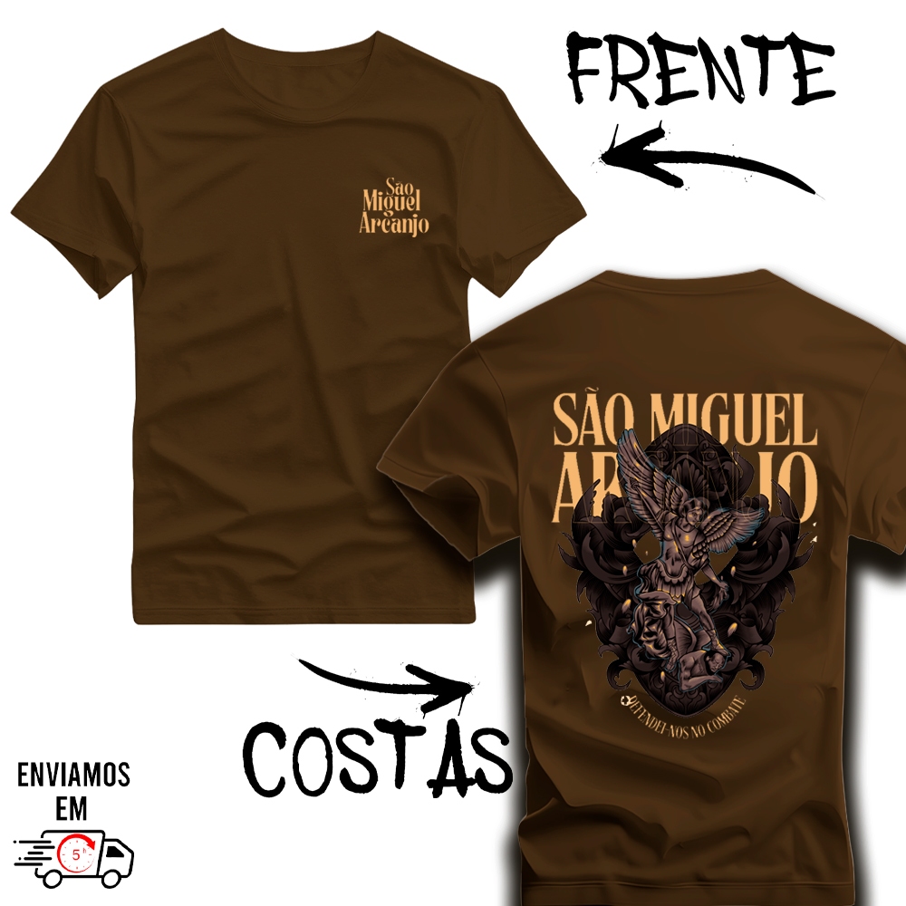 Camiseta Cristã  - 100% Algodão - Unissex Premium São Miguel Arcanjo Fé - 03