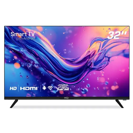 Smart TV HQ 32″ HD Android TV 12 HQS32NKHM Bivolt Tela Sem Bordas Design Slim