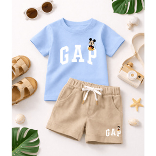 Conjunto infantil para meninos  -Estiloso de verão - camiseta manga curta e bermuda de moletom  básico casual em Oferta na Shopee