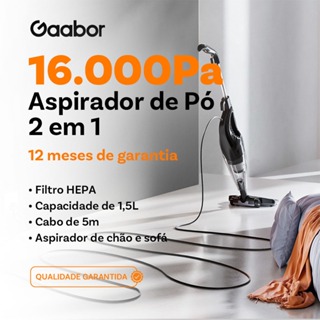 Gaabor Aspirador de Pó 2 em 1 Portátil com Haste 220V 16000Pa Sucção Forte GVCW-M15A em Oferta na Shopee