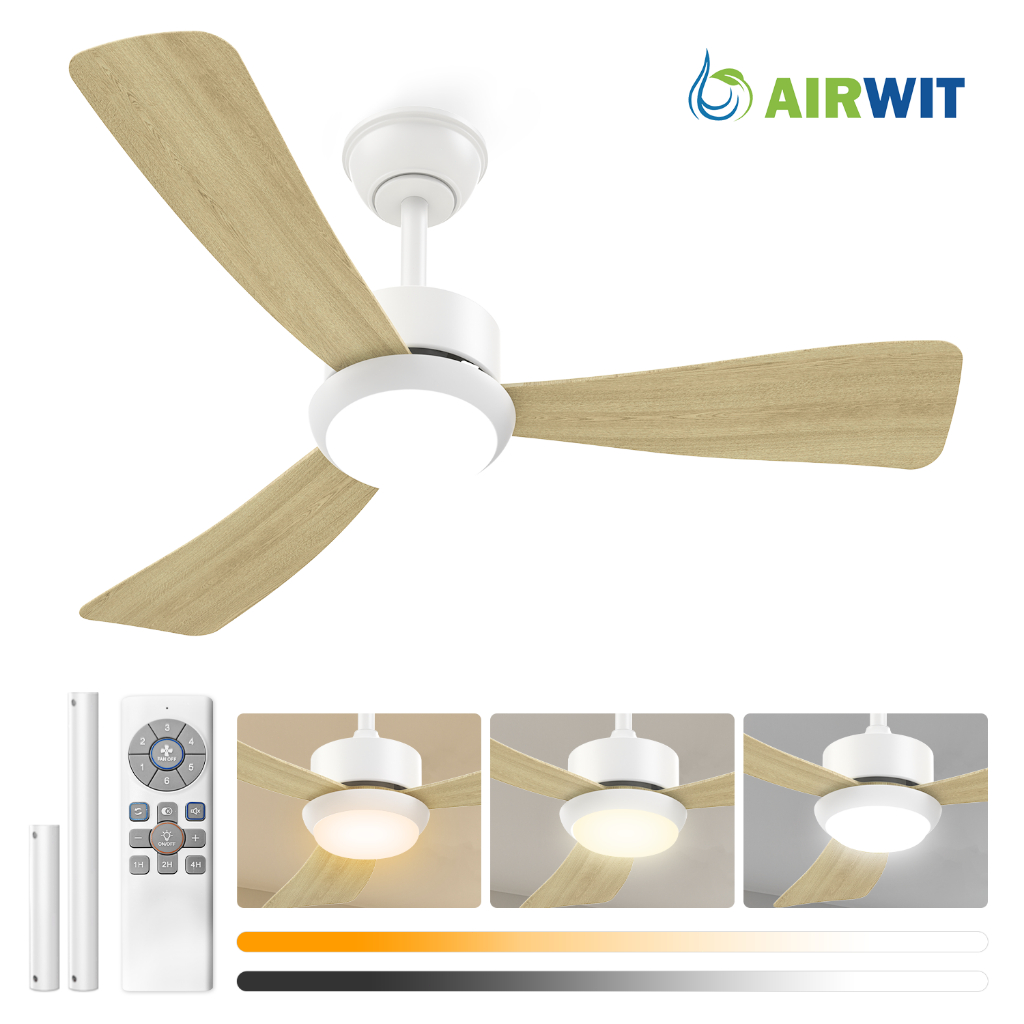 Ventilador de Teto 42" Luz LED 21W 3 Cores Controle Remoto 3 Pás 6 Velocidades Timer Econômico Silencioso Bivolt em Oferta na Shopee