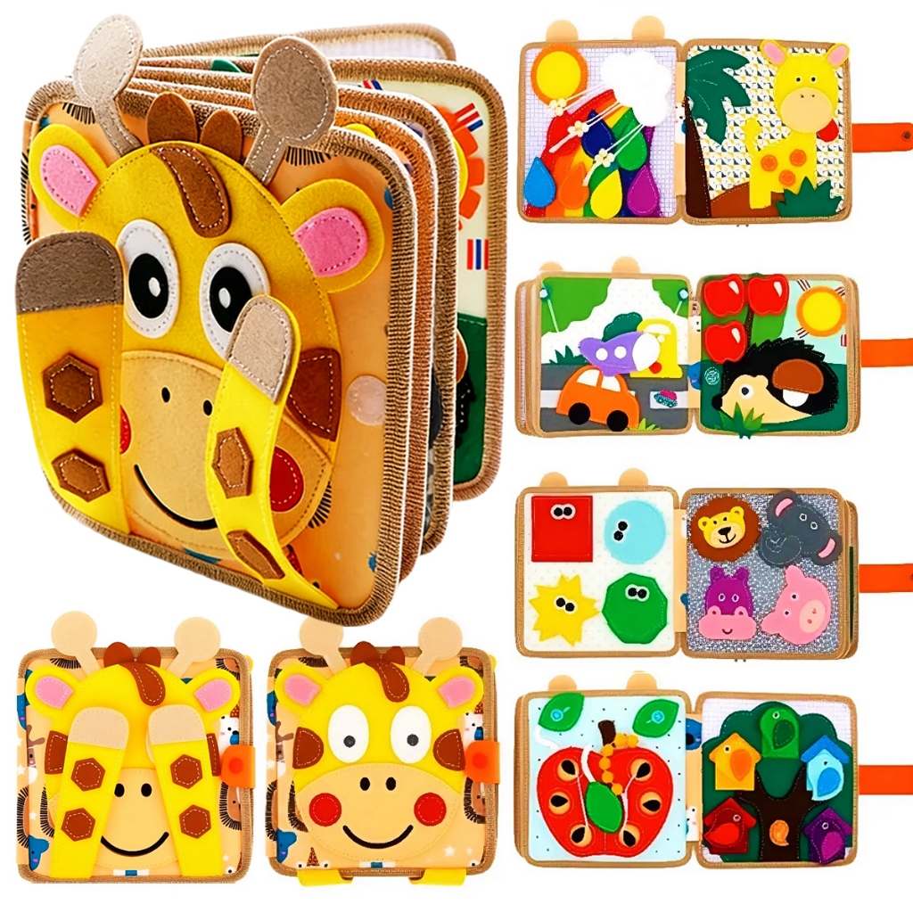 Livro Sensorial Montessori de Feltro de Atividades para Viagem de Carro Habilidades Motoras Finas em Oferta na Shopee