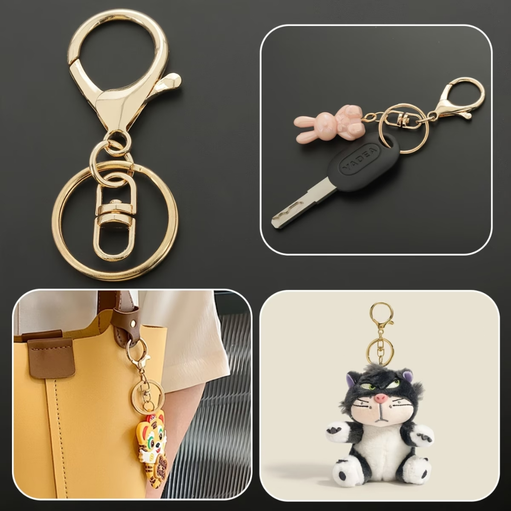 Kit 25 Argola de Chaveiro Premium 30MM Com Mosquetão Dourado Ouro Banhado Artesanato — imagem 2 de 2