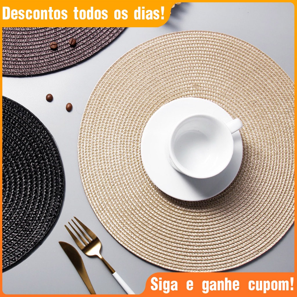 Jogo Americano Redondo Sousplat 38cm – Kit 2-8 Unidades para Mesa Posta Jantar, Descanso de Prato