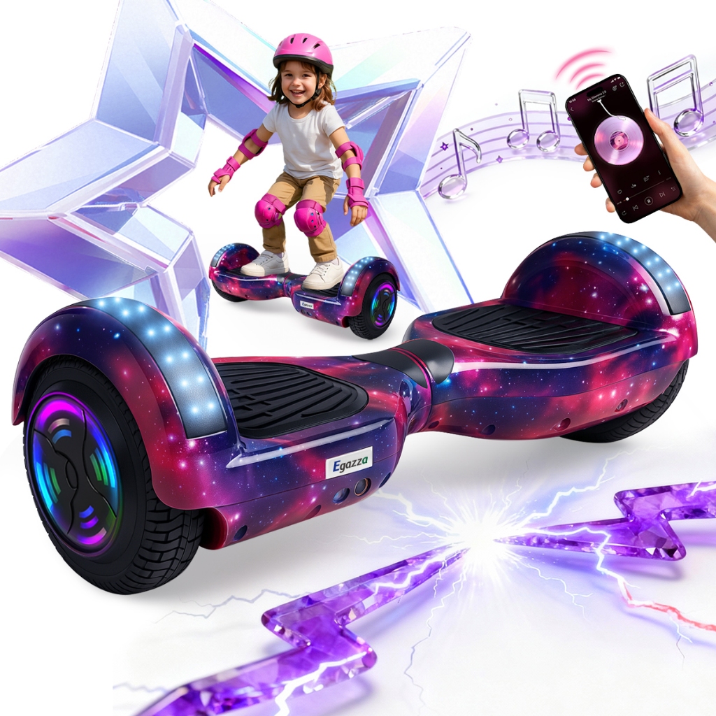 Egazza Hoverboard Roxo Infantil Skate Elétrico 6.5" Led Bluetooth caixa de som Bateria De Grande Capacidade Endurance em Oferta na Shopee