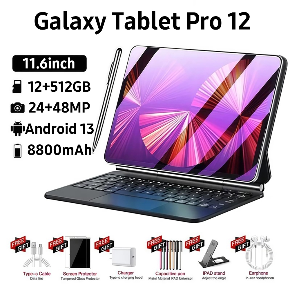 【Teclado de mouse grátis】2026 galaxy tablet Tab PRO 12 Plus 11.6 polegadas 12GB+512GB apresenta 5G e Dual SIM Tablet 【Teclado de mouse grátis】2026 galaxy tablet Tab PRO 12 Plus 11.6 polegadas 12GB+512GB apresenta 5G e Dual SIM Tablet