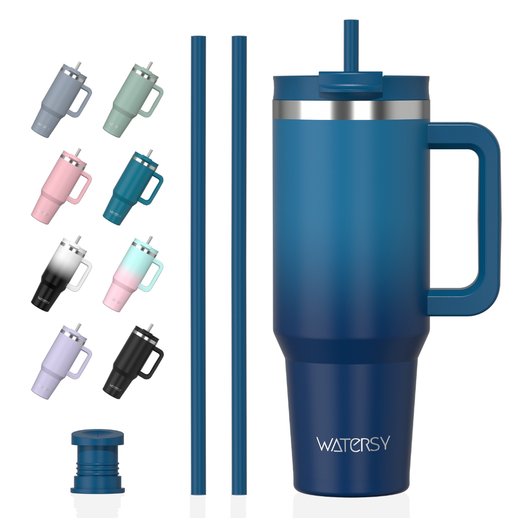 WATERSY Copo Térmico Inox 1182ml Garrafa Térmica Parede Dupla c Alça e Canudo Ma