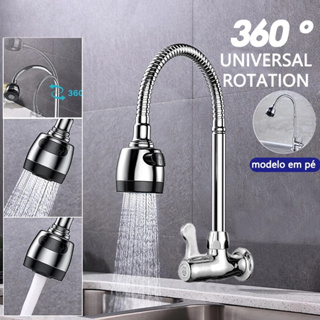 haosin Inox Prata Torneira Com Chuveiro Com Rotação De 360° Cozinha Luxo Parede em Oferta na Shopee
