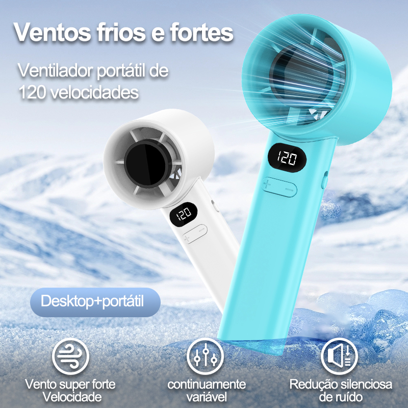 Ventilador De Resfriamento Portátil 120 Velocidades De Vento Turbo Mini Carregamento Rápido Display LCD De Até 6 em Oferta na Shopee